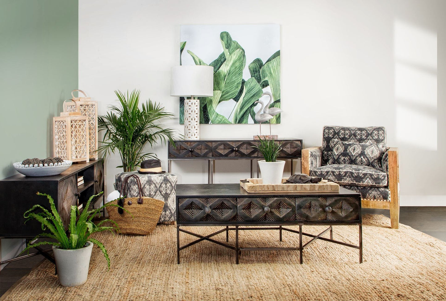 19" Gray Cotton and Brown Cube Ottoman