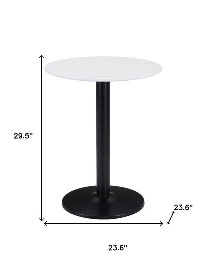 24" Black And White Round End Table