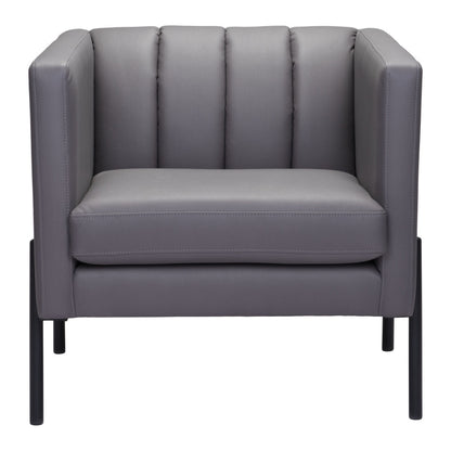 28" Light Gray And Black Faux Leather And Faux Leather Club Chair