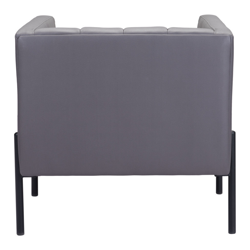 28" Light Gray And Black Faux Leather And Faux Leather Club Chair