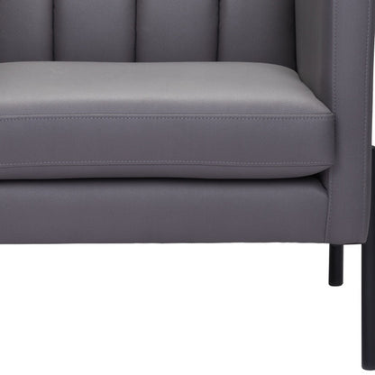 28" Light Gray And Black Faux Leather And Faux Leather Club Chair