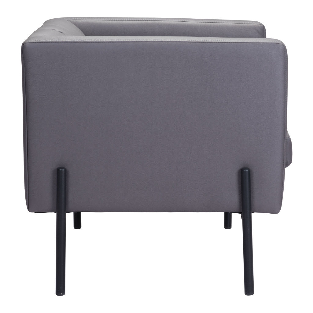 28" Light Gray And Black Faux Leather And Faux Leather Club Chair