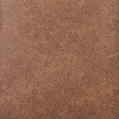 29" Brown And Black Faux Leather And Upholstered Arm Chair And Toss Pillow