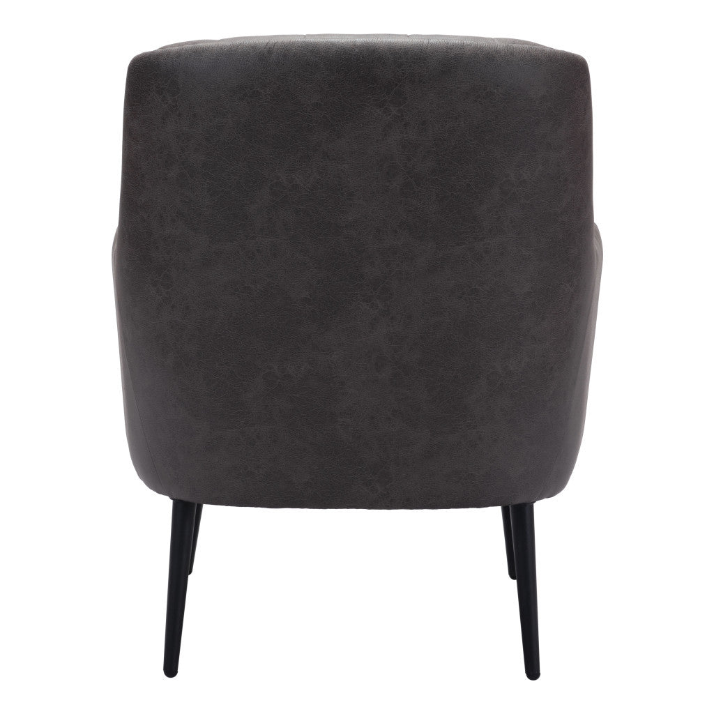 29" Black Faux Leather And Upholstered Tufted Chesterfield Chair