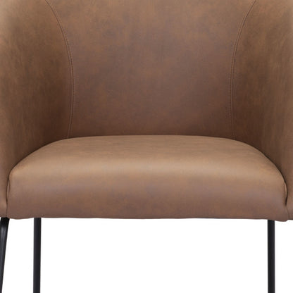 28" Brown And Black Faux Leather And Upholstered Club Chair