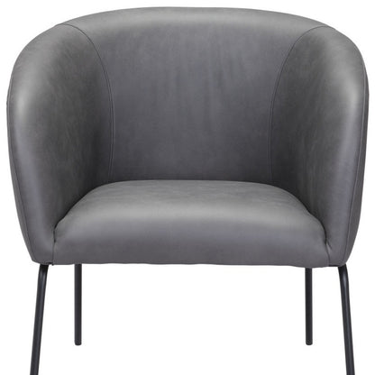 28" Gray And Black Faux Leather And Upholstered Club Chair