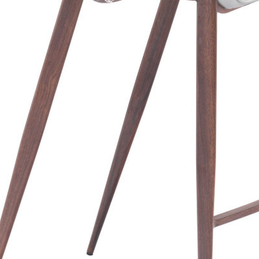 Set of Two 30" White And Brown Steel Low Back Bar Height Bar Chairs