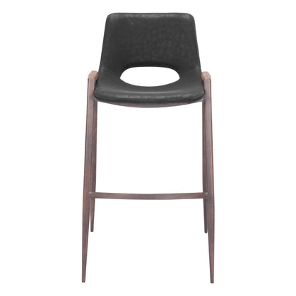 Set of Two 29 " Black And Brown Steel Low Back Bar Height Bar Chairs