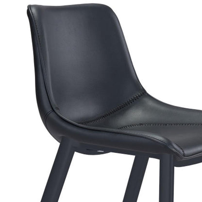Set of Two 30" Black Faux Leather and Steel Low Back Bar Height Bar Chairs