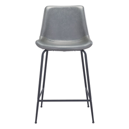 26" Gray And Black Steel Low Back Counter Height Bar Chair