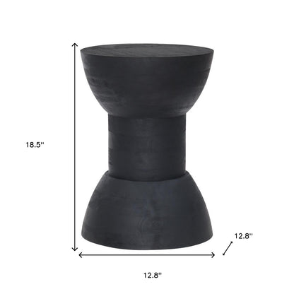 19" Black Solid Wood Backless Bar Chair