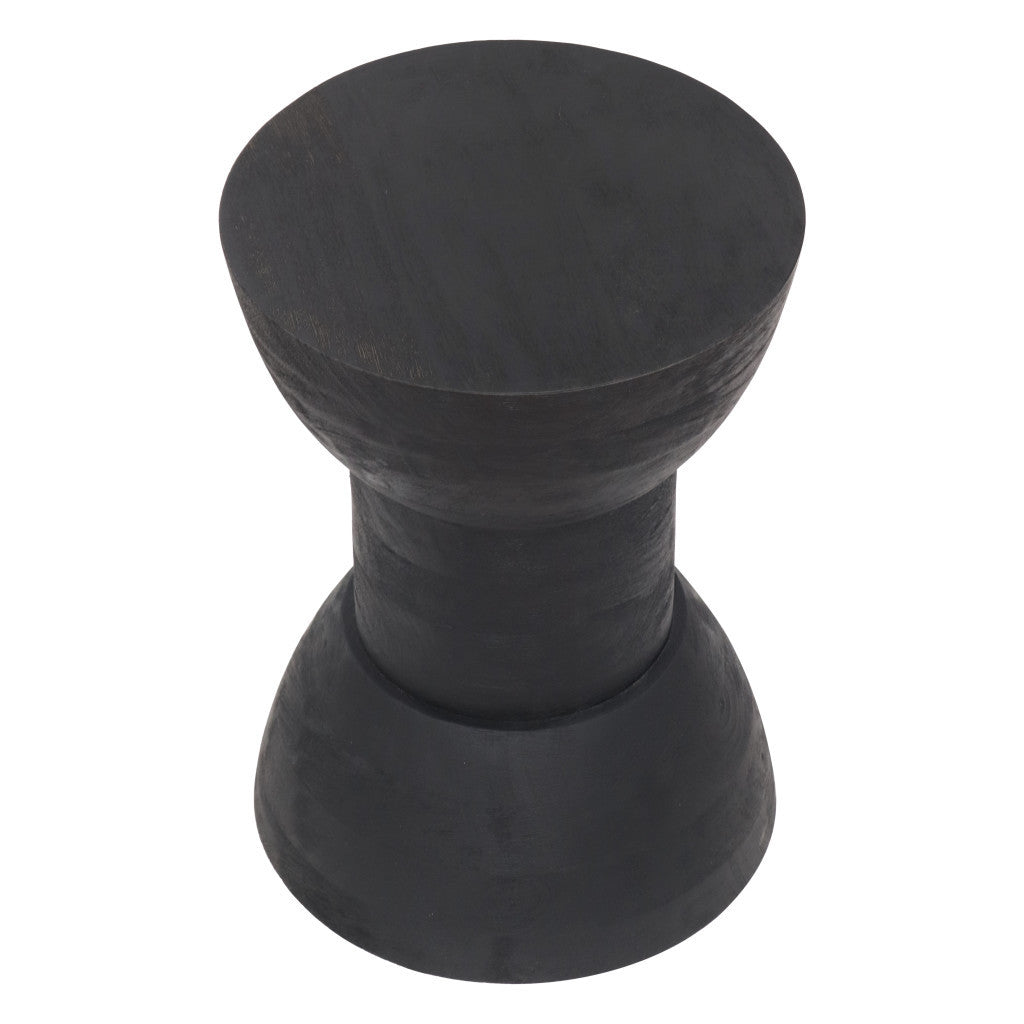 19" Black Solid Wood Backless Bar Chair