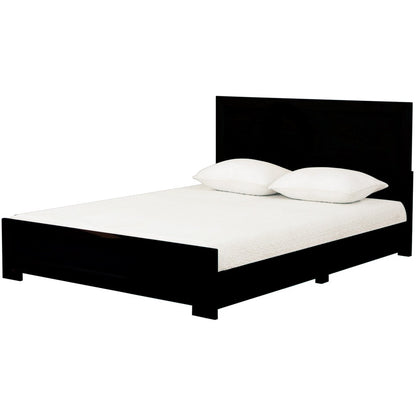 Black Inlaid Panels Solid Wood Queen Bed Frame