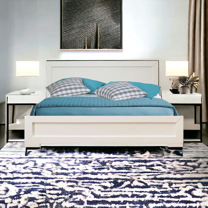 White Solid and Manufactured Wood King Bed Frame