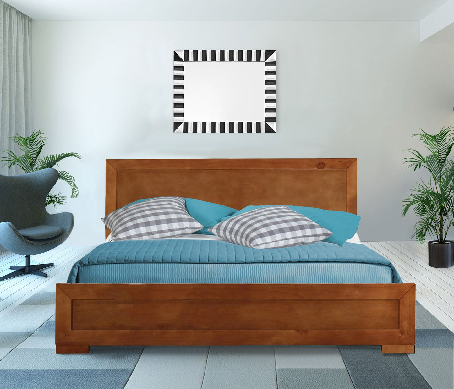 Oak Solid and Manufactured Wood Queen Bed Frame