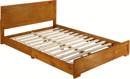 Oak Inlaid Panels Solid Wood King Bed Frame