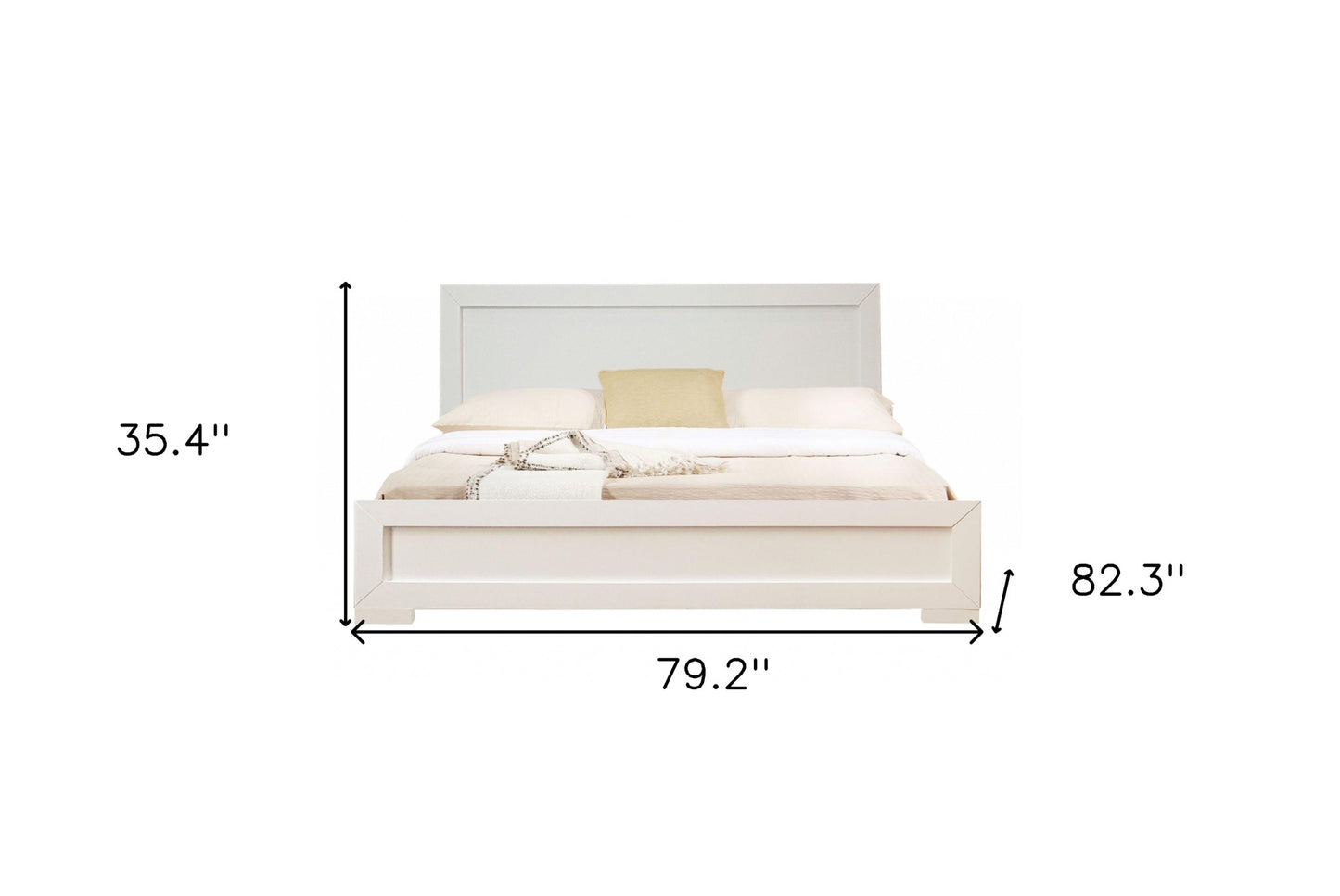 White Solid and Manufactured Wood King Bed Frame