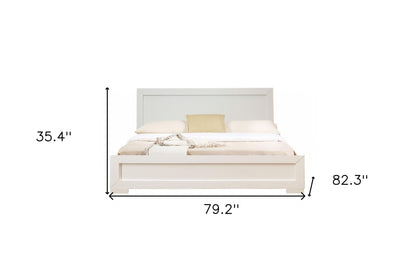 White Solid and Manufactured Wood King Bed Frame