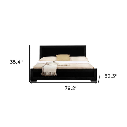 Black Solid and Manufactured Wood King Bed Frame