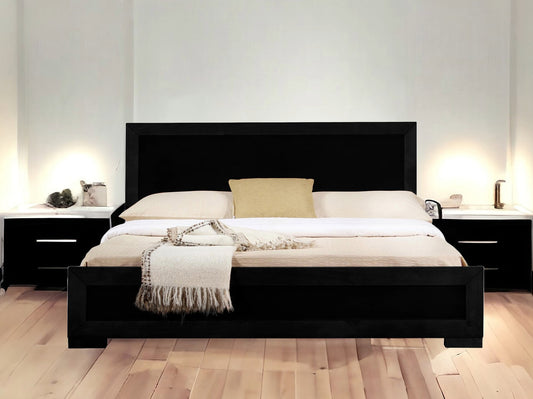 Black Solid and Manufactured Wood King Bed Frame