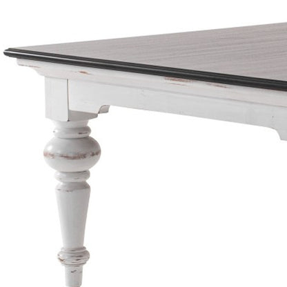 39" Brown and White Wood Square Distressed Coffee Table