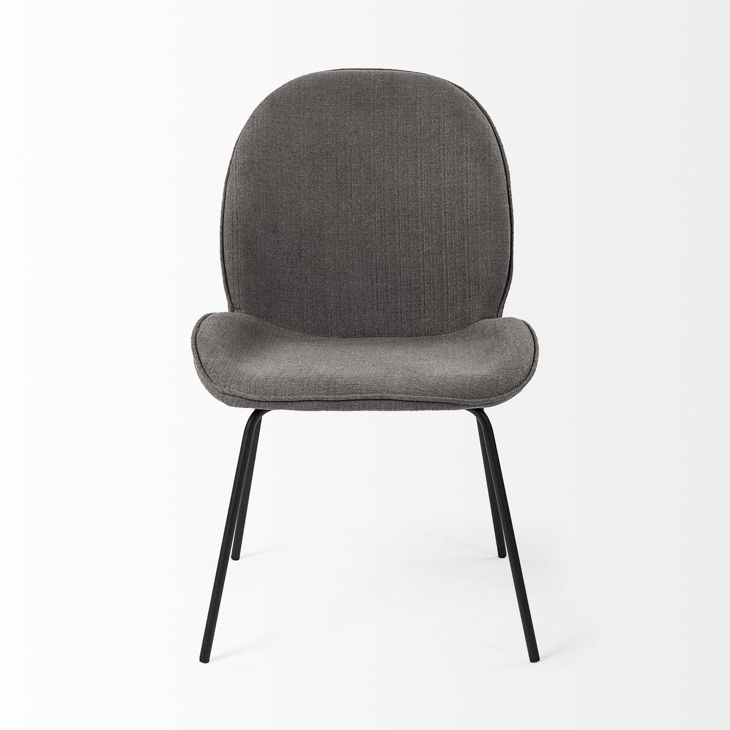 Set of Two Gray and Black Upholstered Fabric Dining Side Chairs
