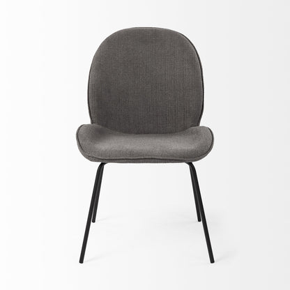 Set of Two Gray and Black Upholstered Fabric Dining Side Chairs