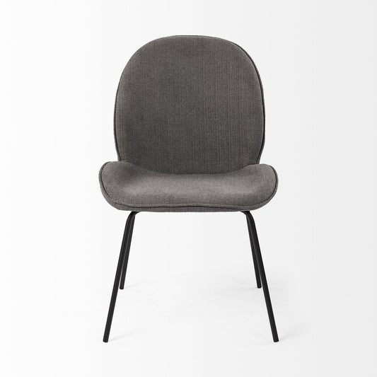 Set of Two Gray and Black Upholstered Fabric Dining Side Chairs