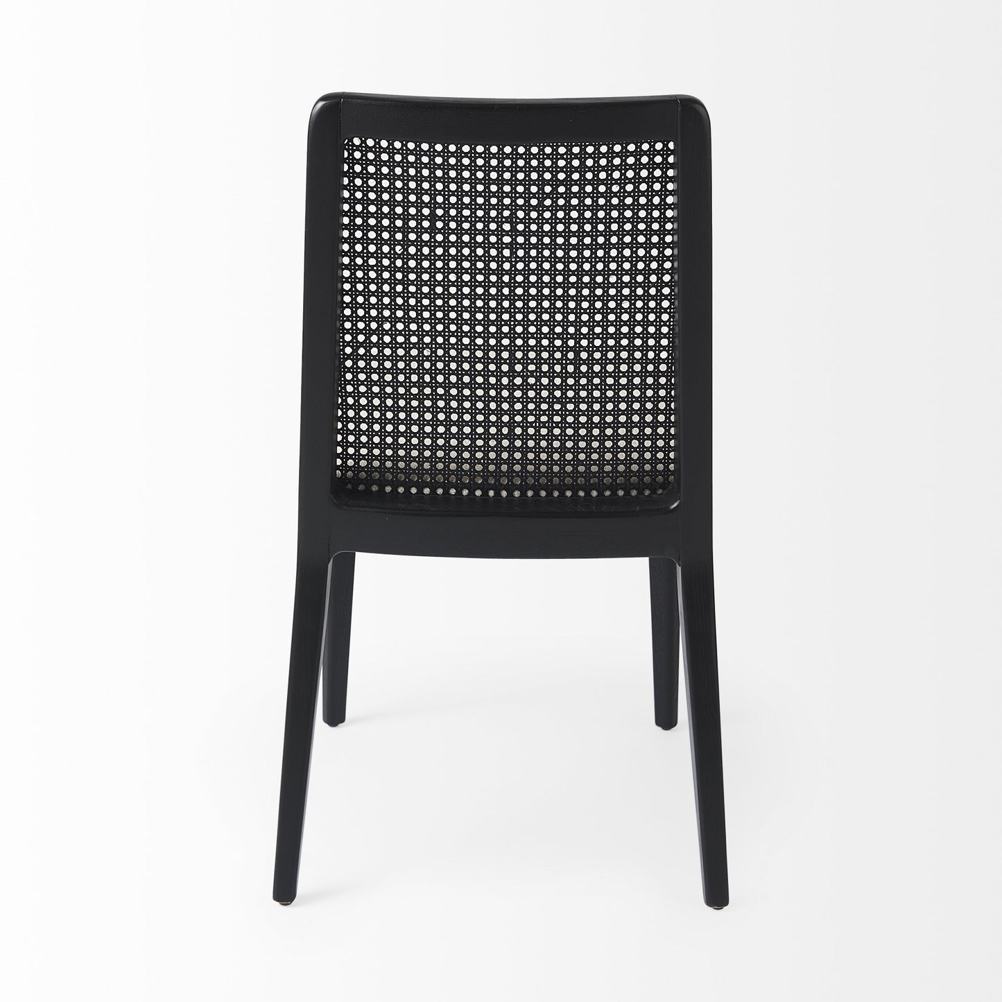 Set of Two Black Upholstered Fabric Cross Back Dining Side Chairs