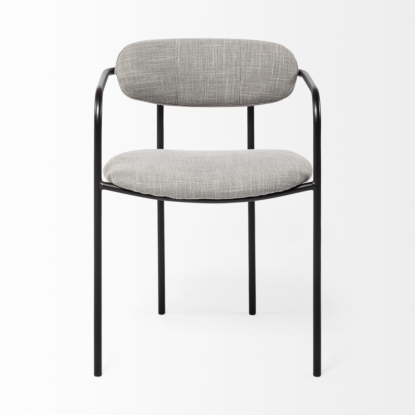 Set of Two Gray and Black Upholstered Fabric Dining Arm Chairs