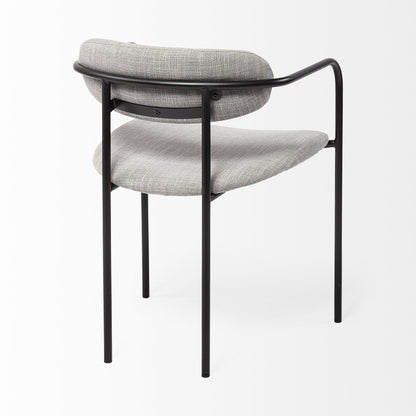 Set of Two Gray and Black Upholstered Fabric Dining Arm Chairs