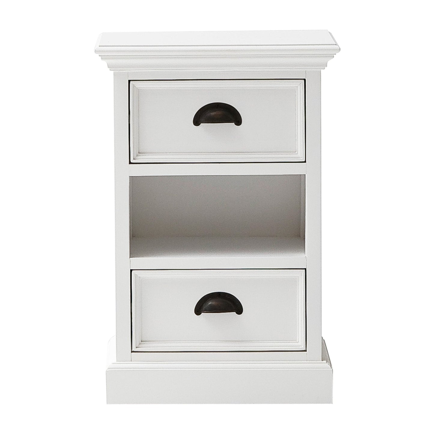 24" White Solid Wood Two Drawer Nightstand