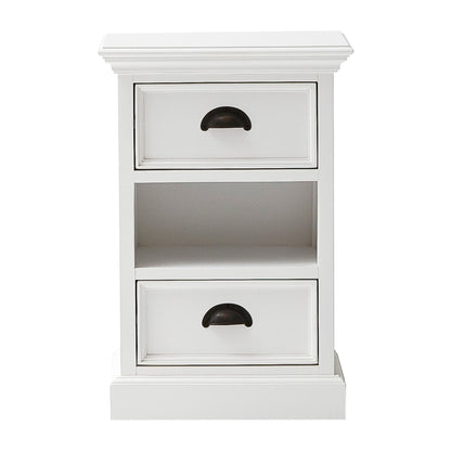 24" White Solid Wood Two Drawer Nightstand
