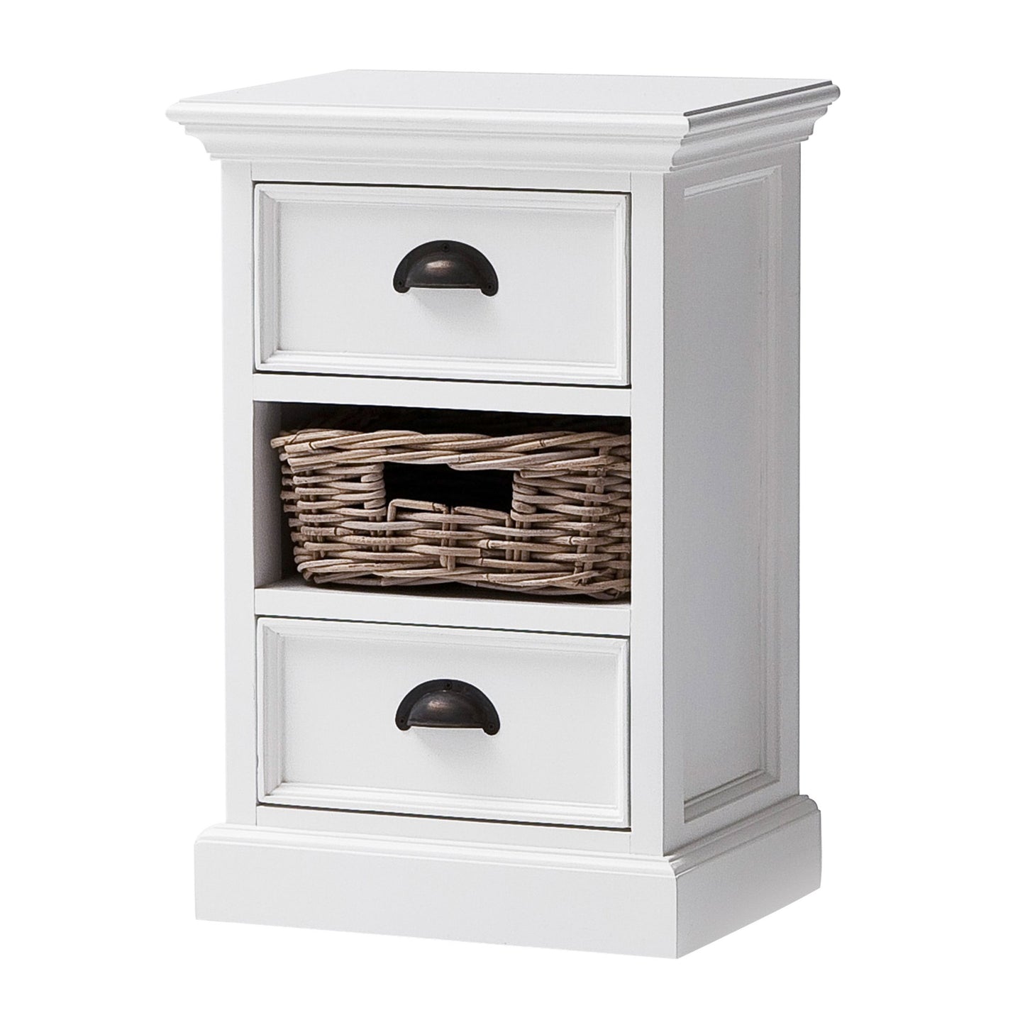 24" White Solid Wood Two Drawer Nightstand