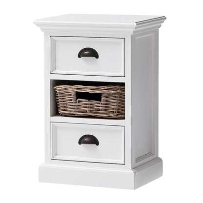 24" White Solid Wood Two Drawer Nightstand