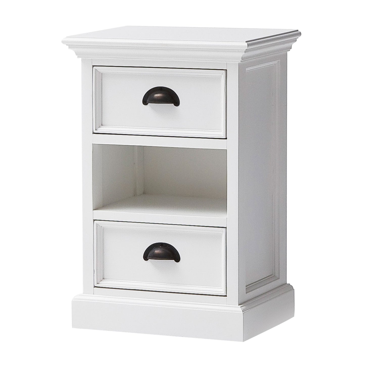 24" White Solid Wood Two Drawer Nightstand