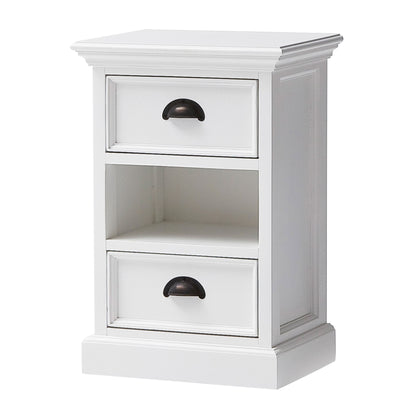 24" White Solid Wood Two Drawer Nightstand