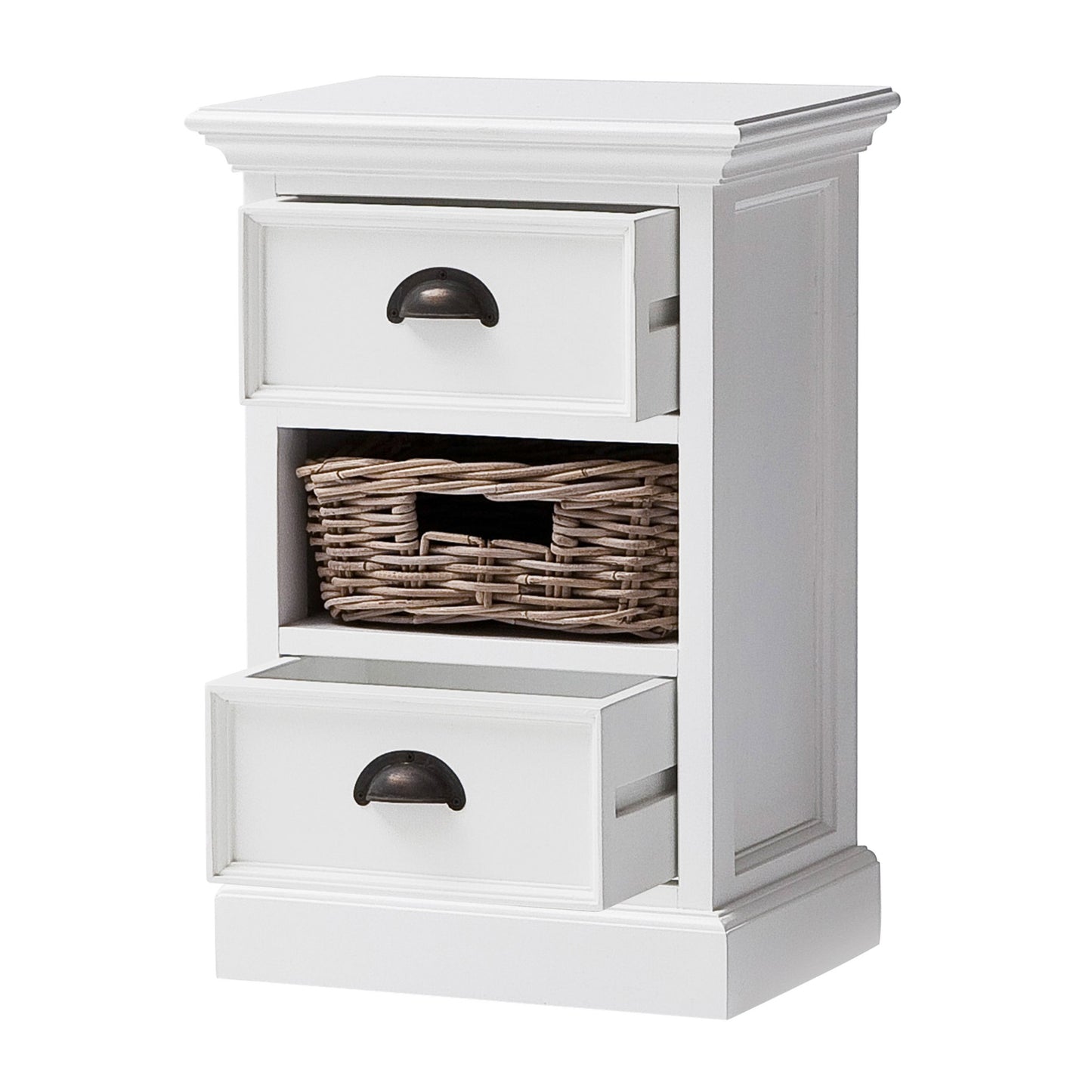 24" White Solid Wood Two Drawer Nightstand