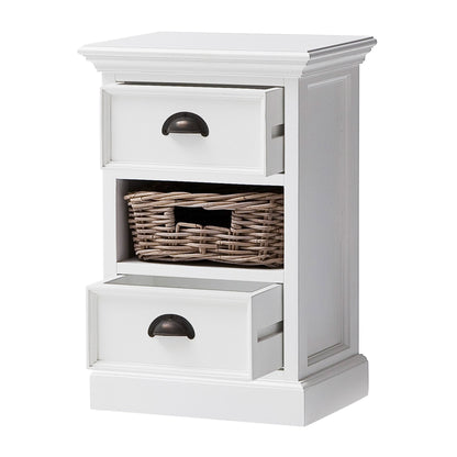 24" White Solid Wood Two Drawer Nightstand