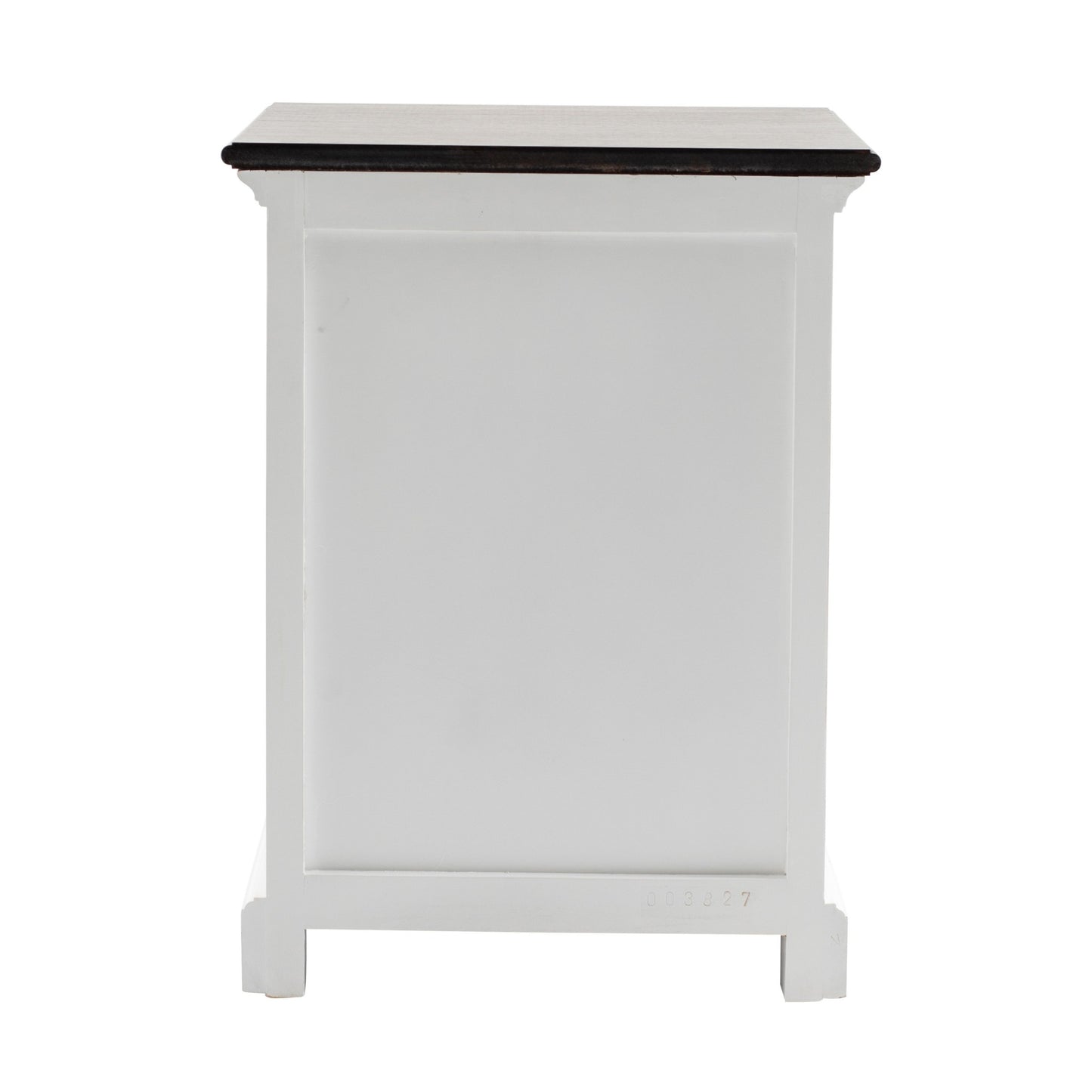 24" White and Brown Three Drawer Wood Nightstand