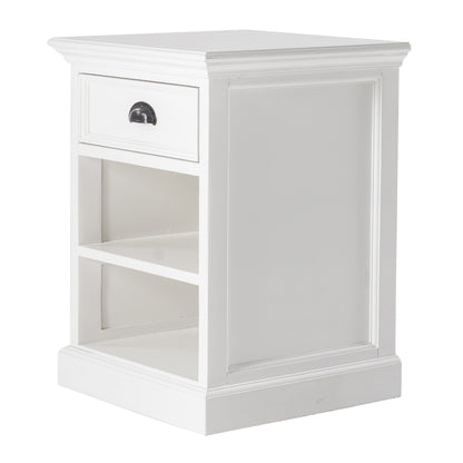 24" White Solid Wood Distressed One Drawer Nightstand