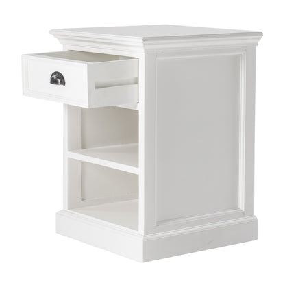 24" White Solid Wood Distressed One Drawer Nightstand