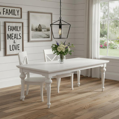 94" White Solid Wood Dining Table