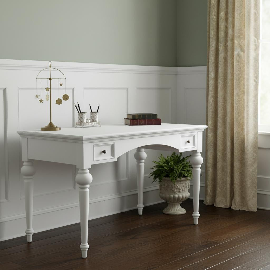 47" White Computer Desk With Two Drawers