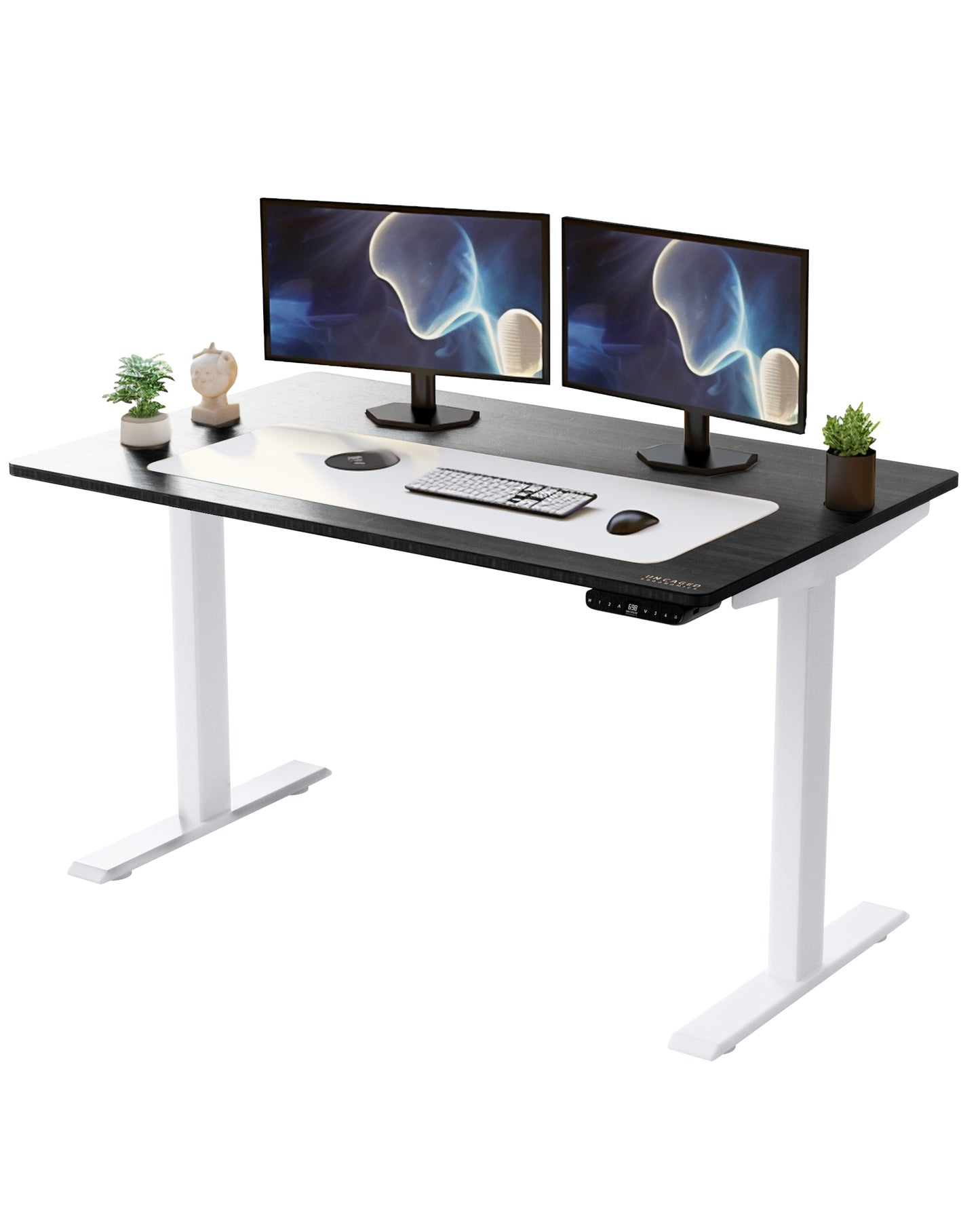 30" Adjustable Black and White Stainless Steel Computer Desk