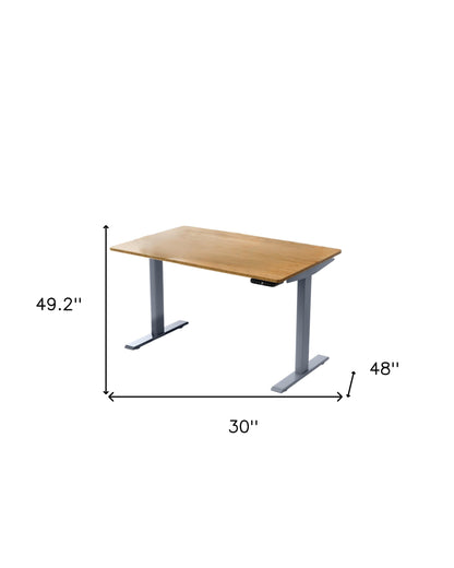 30" Adjustable Brown and Gray Stainless Steel Computer Desk