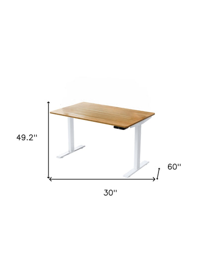 30" Adjustable Brown and White Stainless Steel Computer Desk