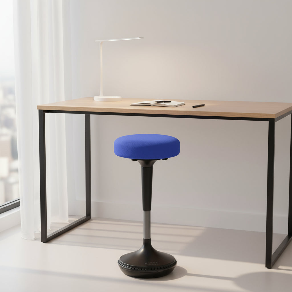 Blue and Black Adjustable Height Swivel Office Chair