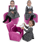 Kids Pink Comfy Upholstered Recliner Chair with Storage