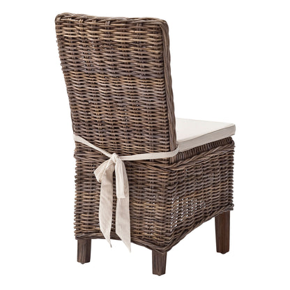 Set of Two Cream and Brown Dining Parsons Chairs
